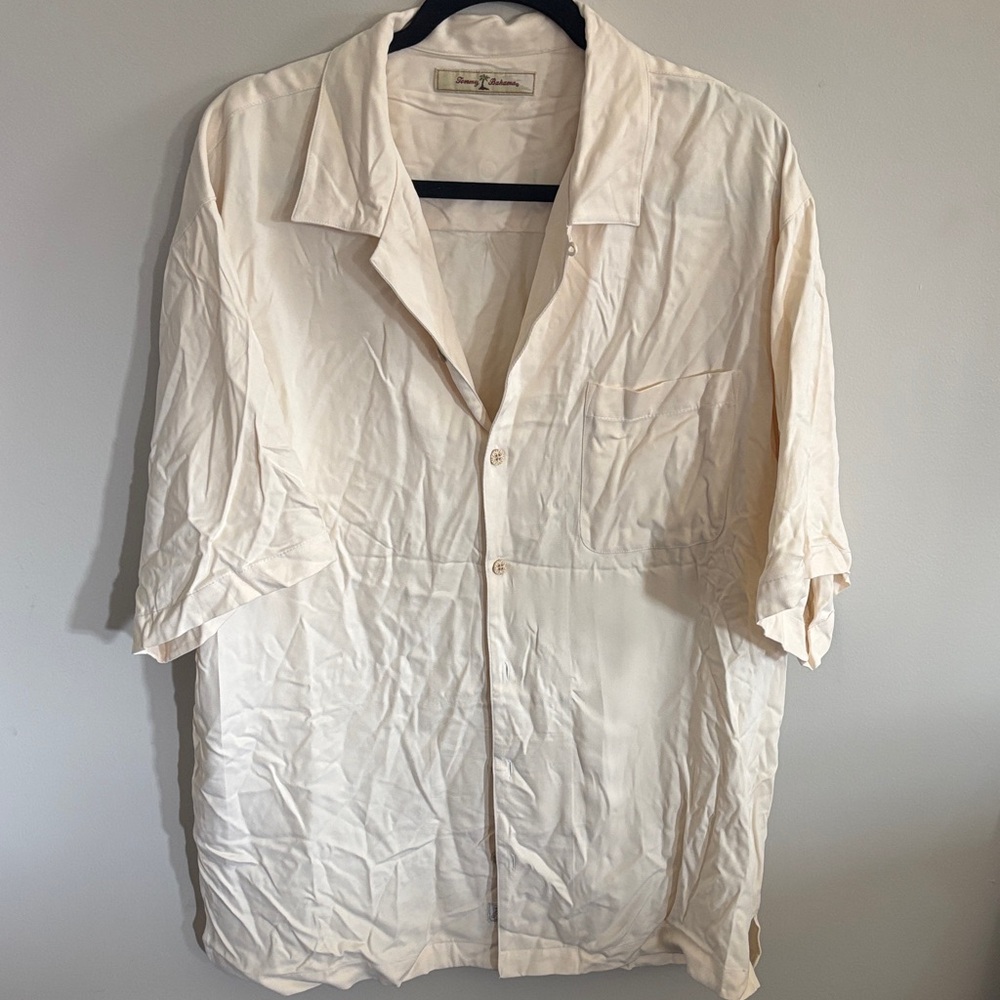 Tommy Bahama Men's Cream Short Sleeve button up